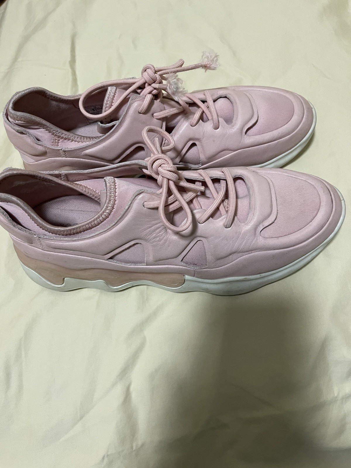 ECCO Pink/White Low Top Lace-Up Athletic Sneakers Unisex Adults Pre-Owned Ex