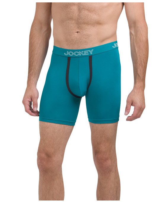 Jockey Men’s Boxer Briefs 3 Pack Medium 32-34 Blue Teal Chafe Proof Pouch New