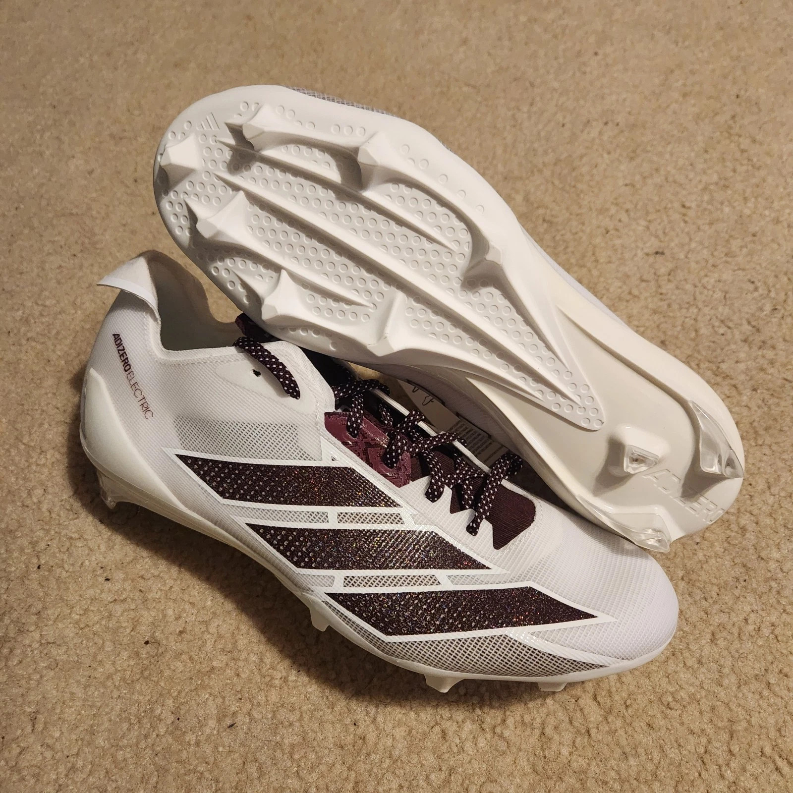 adidas Adizero Electric IE6289 Football Cleats White Maroon sz 13