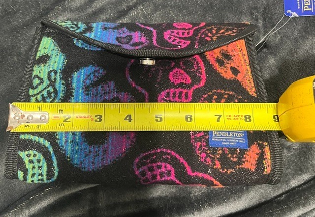 Pendleton RARE Wool and Leather Sugar Skulls Makeup Bag/Clutch