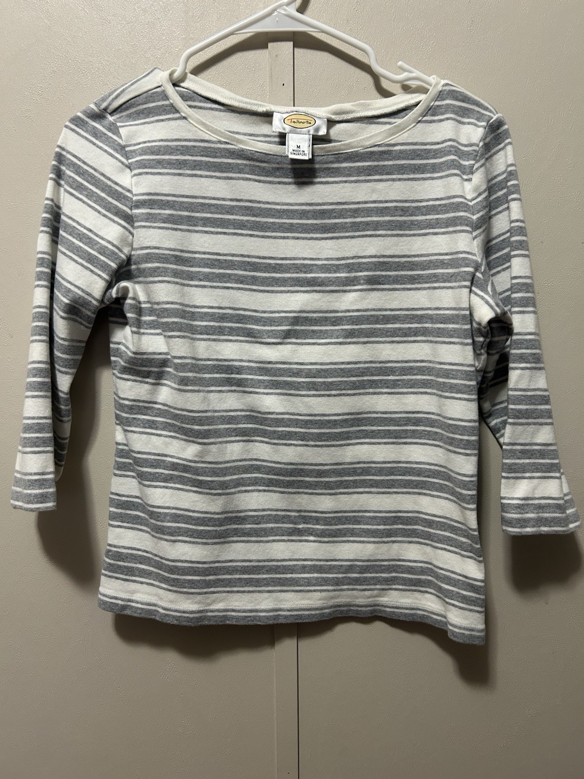 Talbots Women’s Grey & White Striped Top Size M