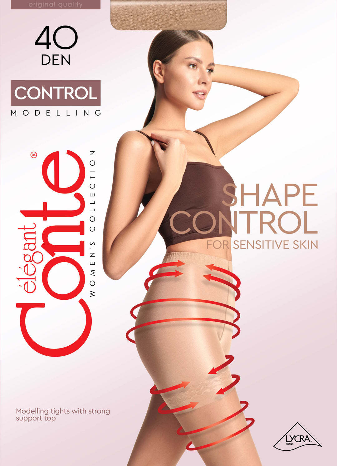 Conte Tights Control 40 Den | Shaping Modeling Pantyhose with Slimming Top