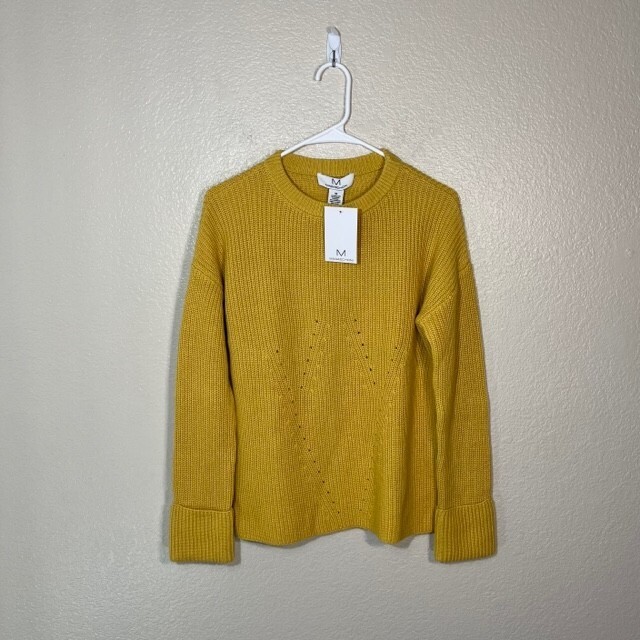 Magaschoni Sweater Womens XS Chunky Knit Crew Pullover Cotton Cashmere NEW