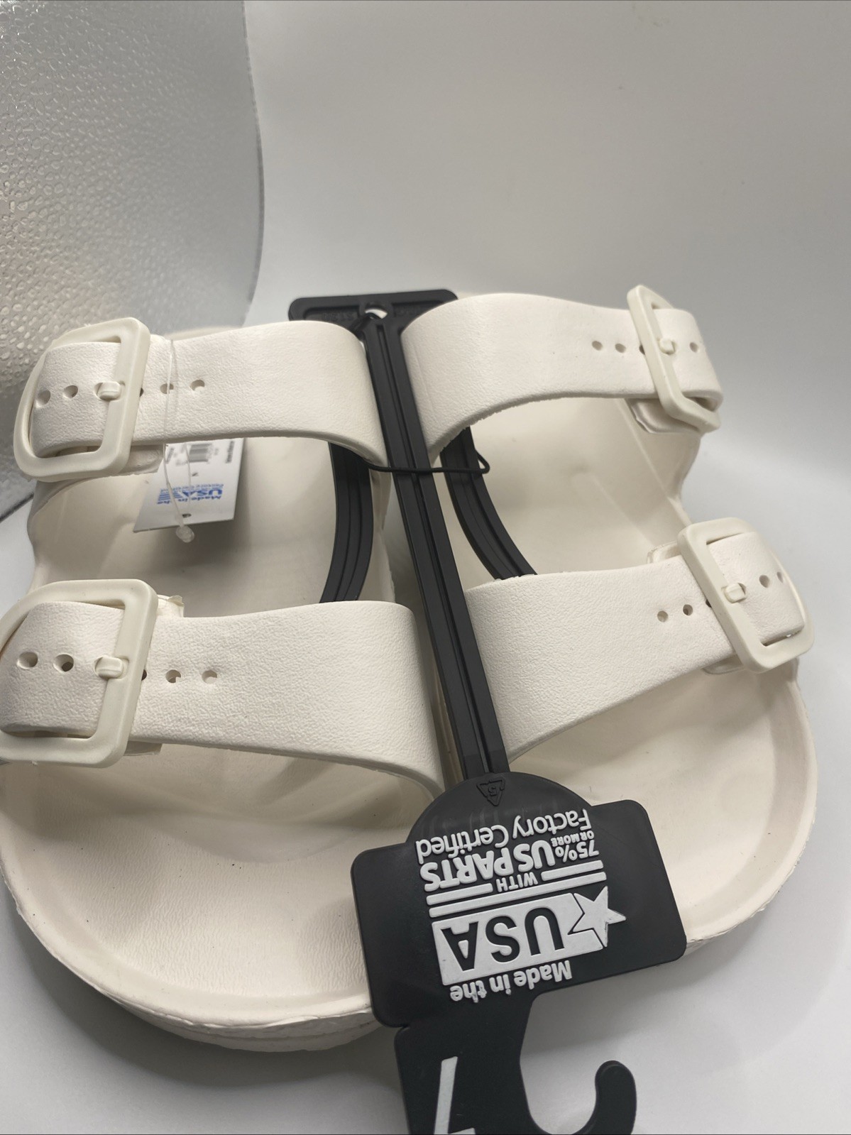 Slide Sandals 2 Buckle Flip Flops Cushion Off White Color Size 7 Women’s