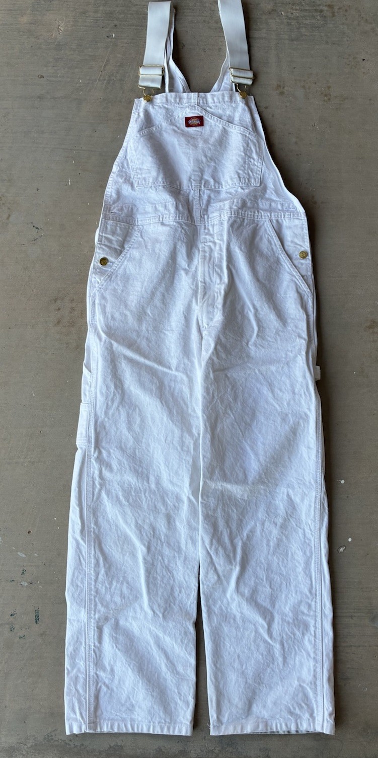 Dickies Mens White Cotton Painters Bib Overalls 8953WH 30×30 Carpenter Workwear