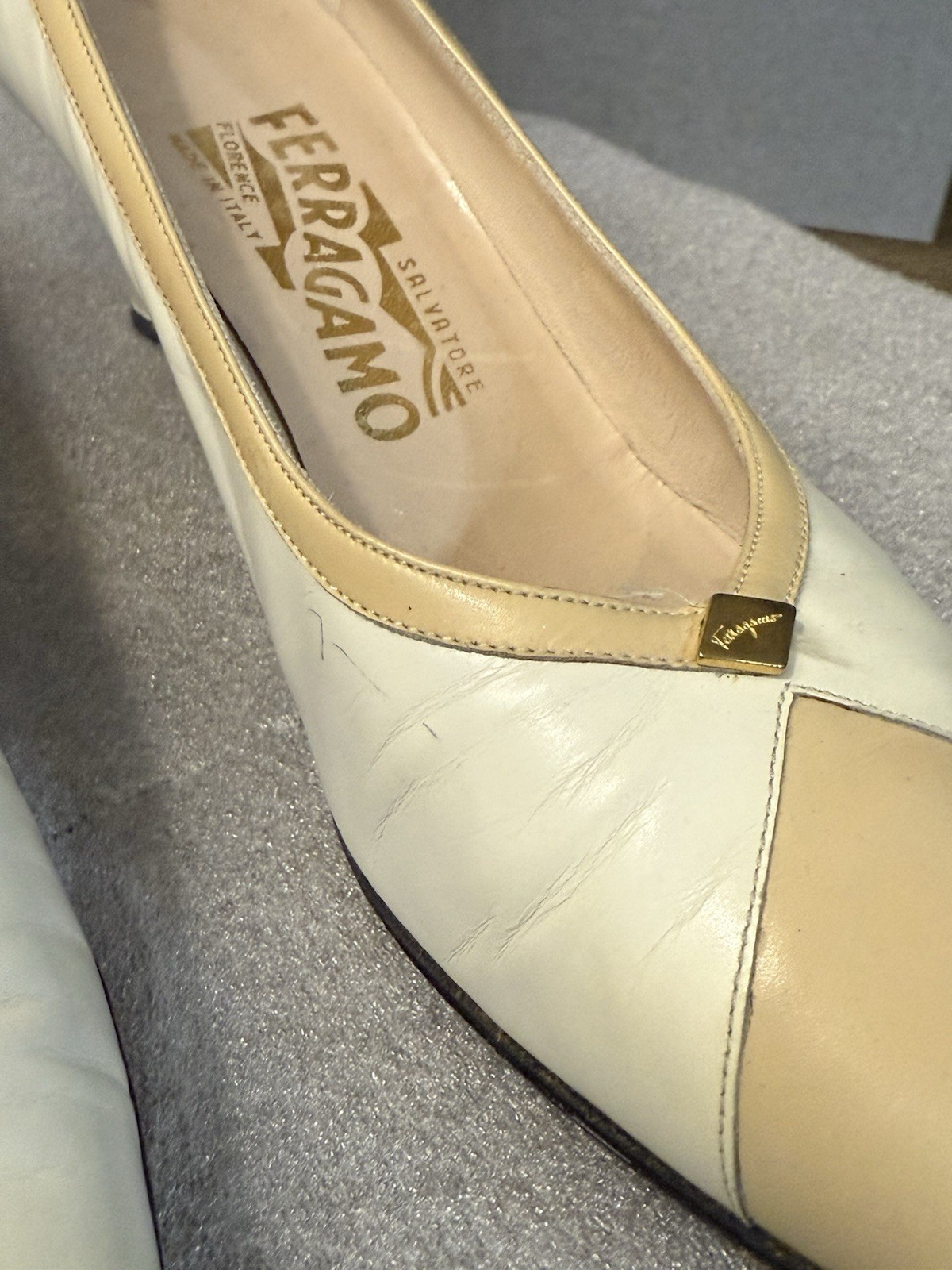 White/Cream Ferragamo Heels
