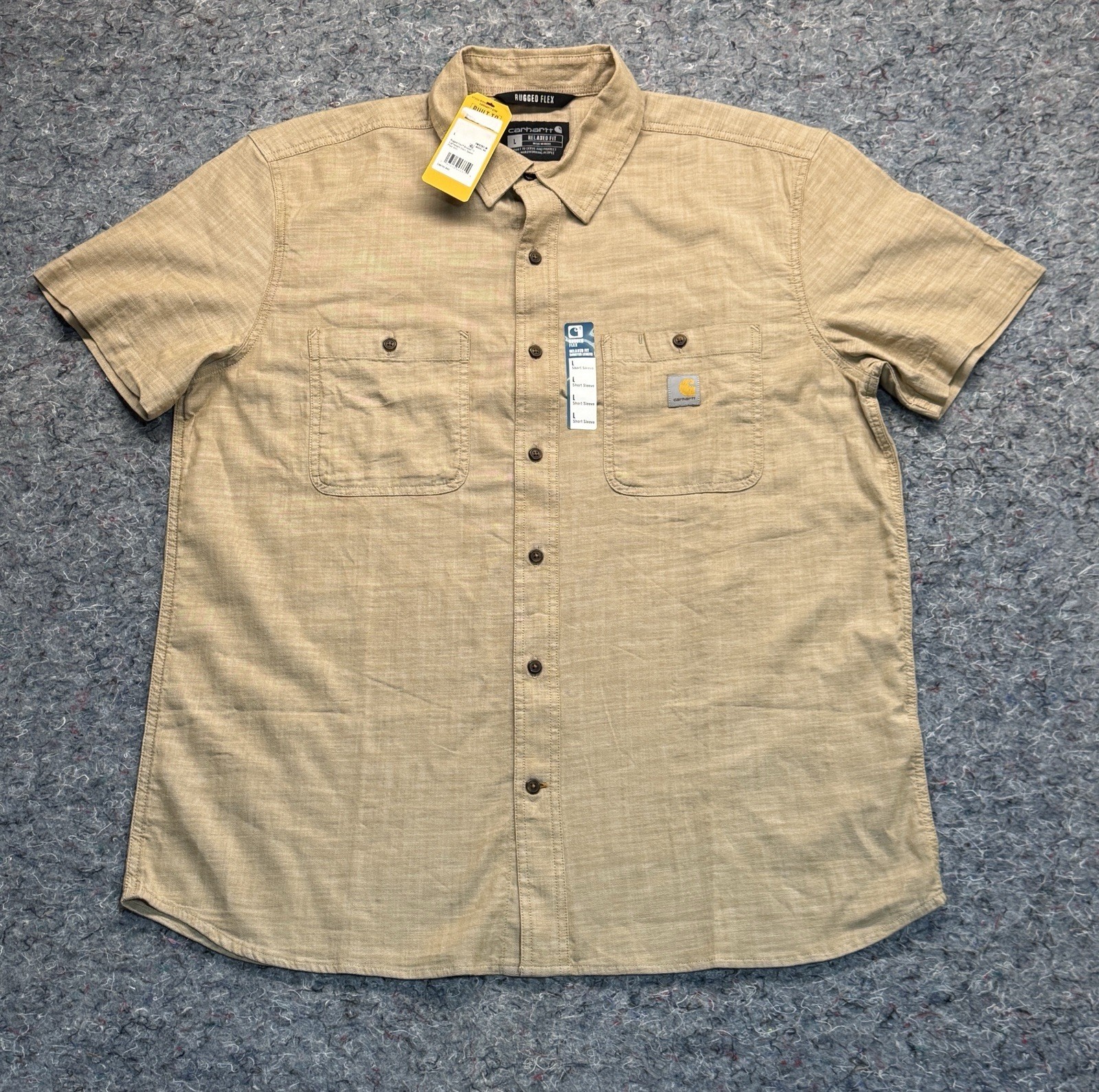 Carhartt Rugged Flex Shirt Mens Large Relaxed Fit Lightweight Short Sleeve Plaid