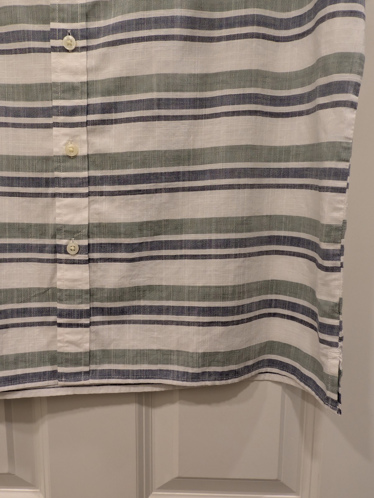 Goodfellow & Co Men’s M Slim White/Blue Striped Short Sleeve Cotton Button-Up
