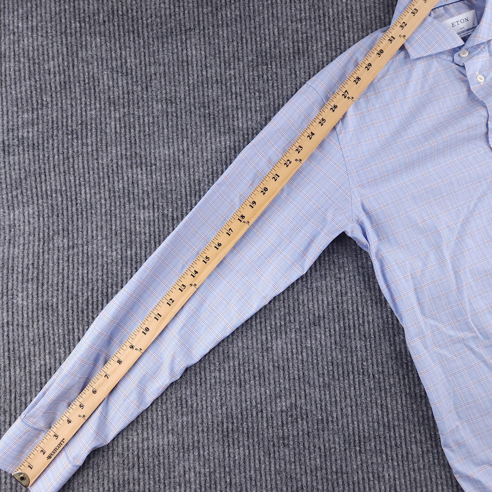 Eton Shirt Mens 16 41 Blue Check Slim Dress Button Up Cotton Trunk Club