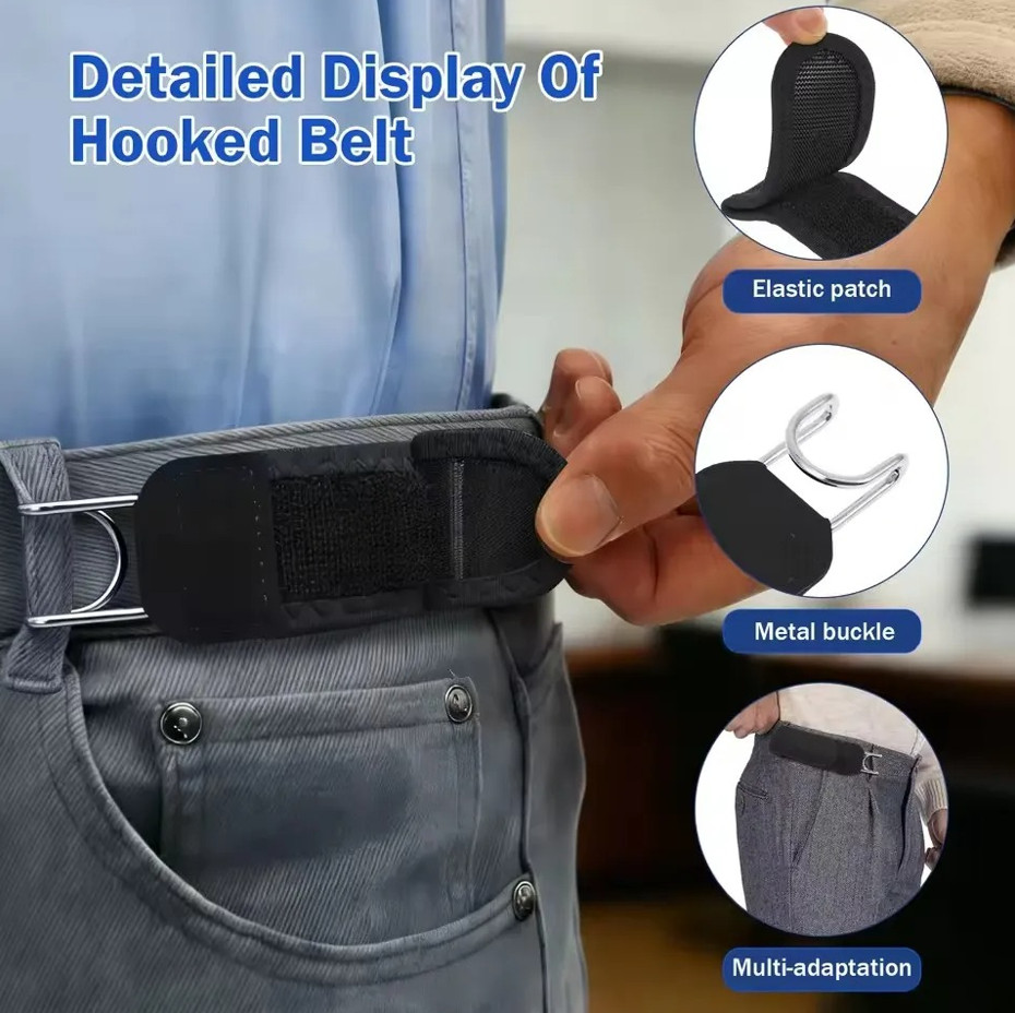 1 pc Buckleless Elastic Belt Metal Hook Adjustable Invisible Waist Belt