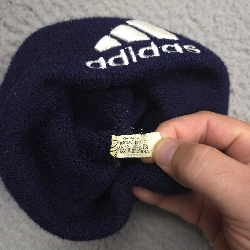 Gelante Adidas Logo Embroidered Navy Cuffed Knit Beanie Hat Acrylic OSFA