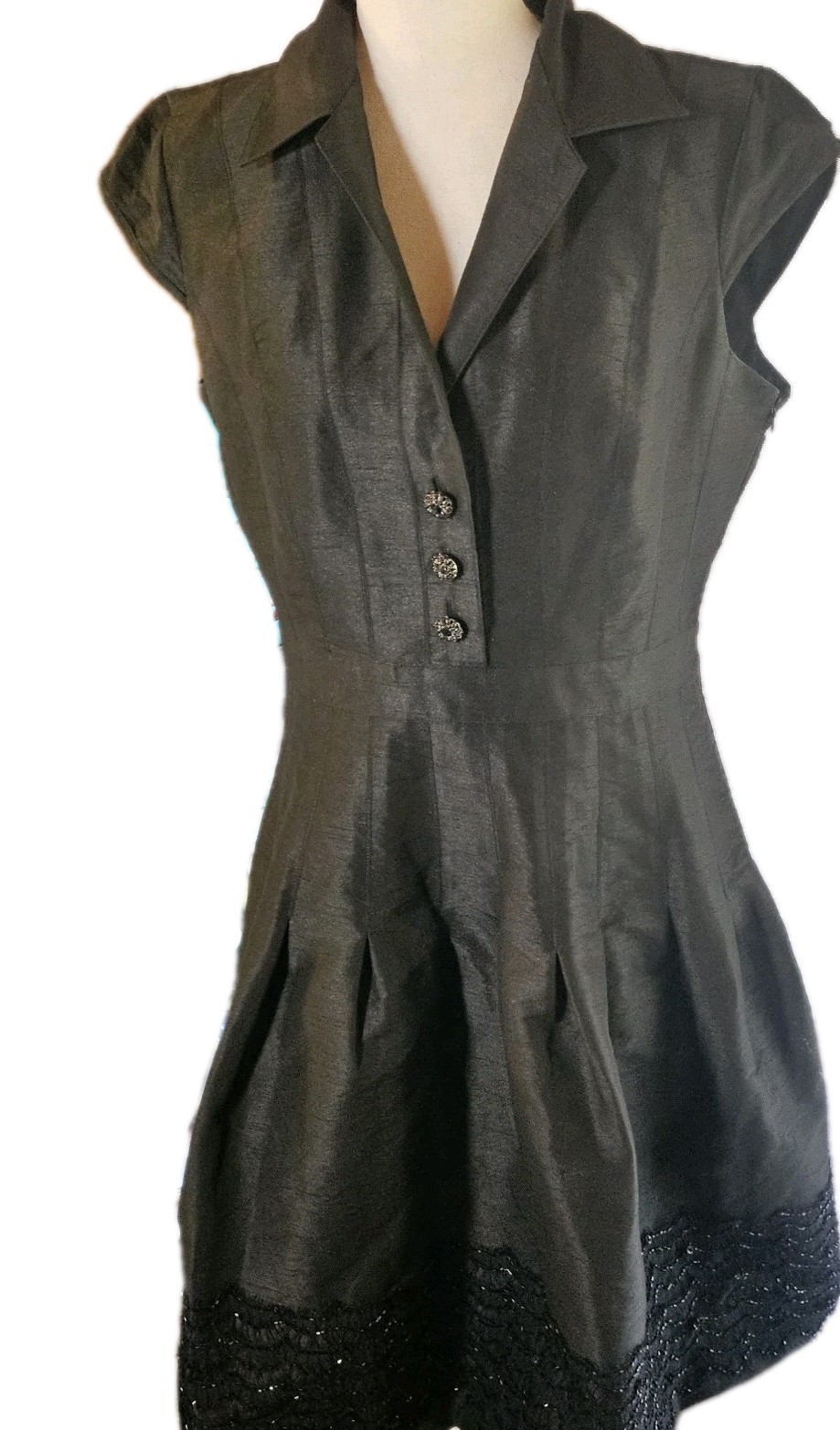 JS Boutique Blacl Fit&Flare Beaded Cap Sleeve SZ 10 50’s,Evening,Dressy,Cocktail