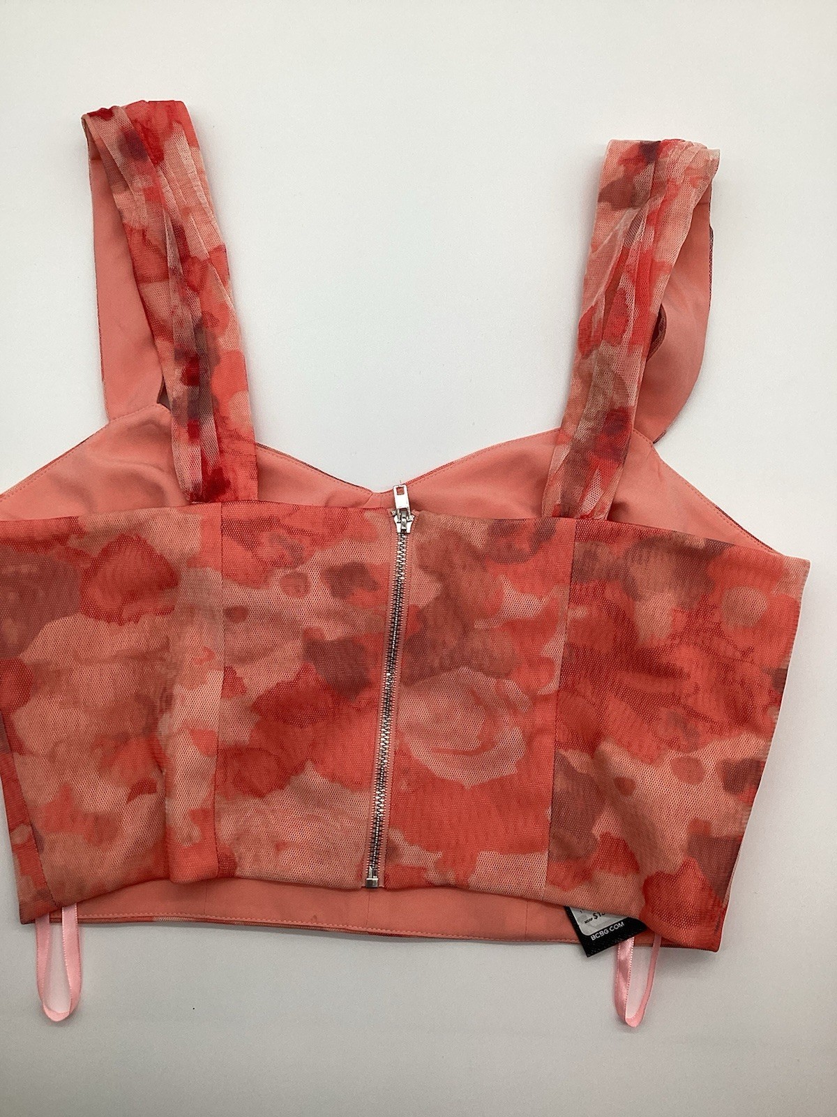 BCBGMaxAzria Coral Pink Patterned Cropped Camisole NWT