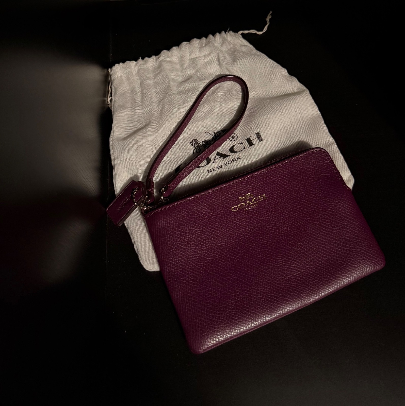 Coach Leather Wrist Wallet – Purple Wristlet