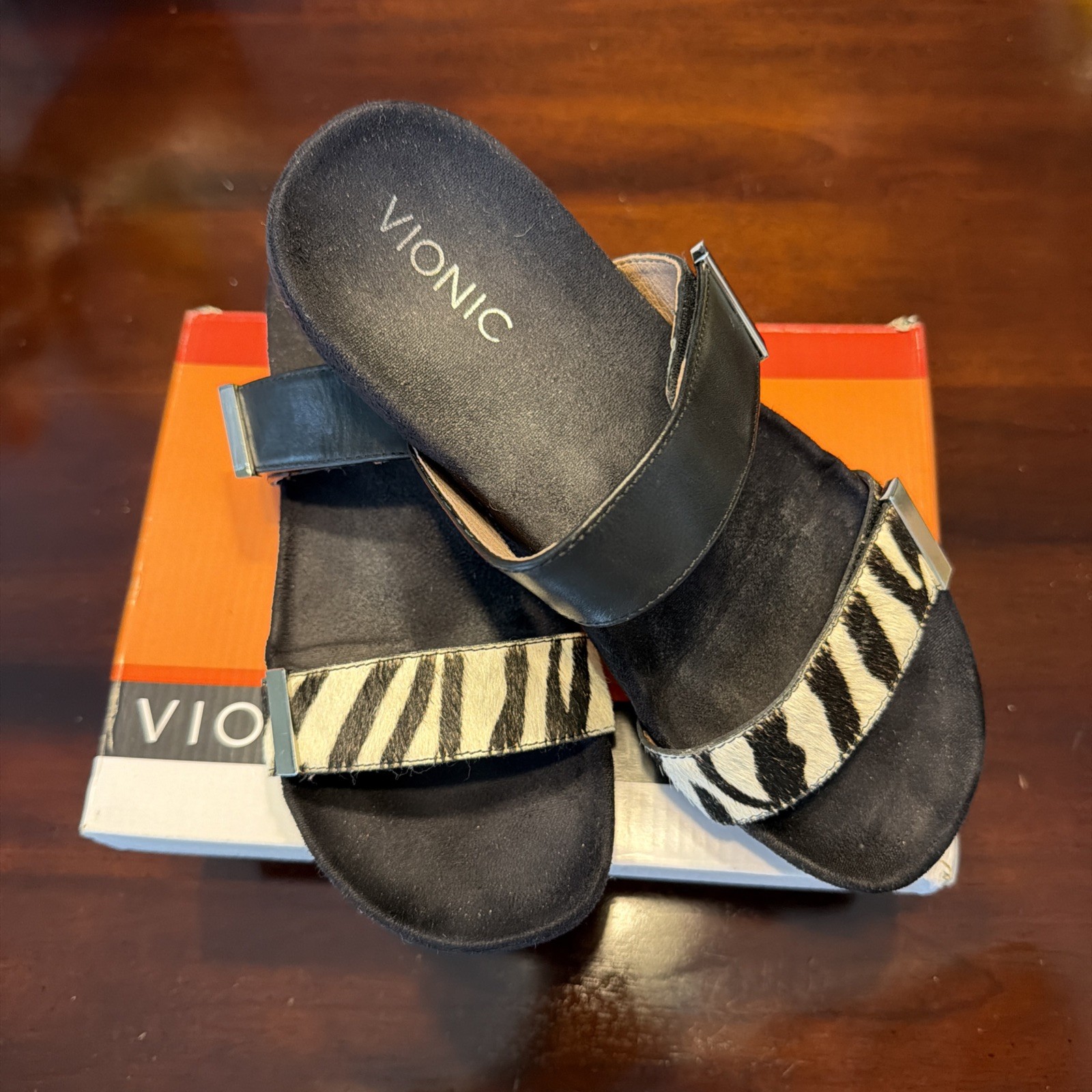 Vionic Women Grace Jura Slide Sandals ZEBRA US W8 EUR 39