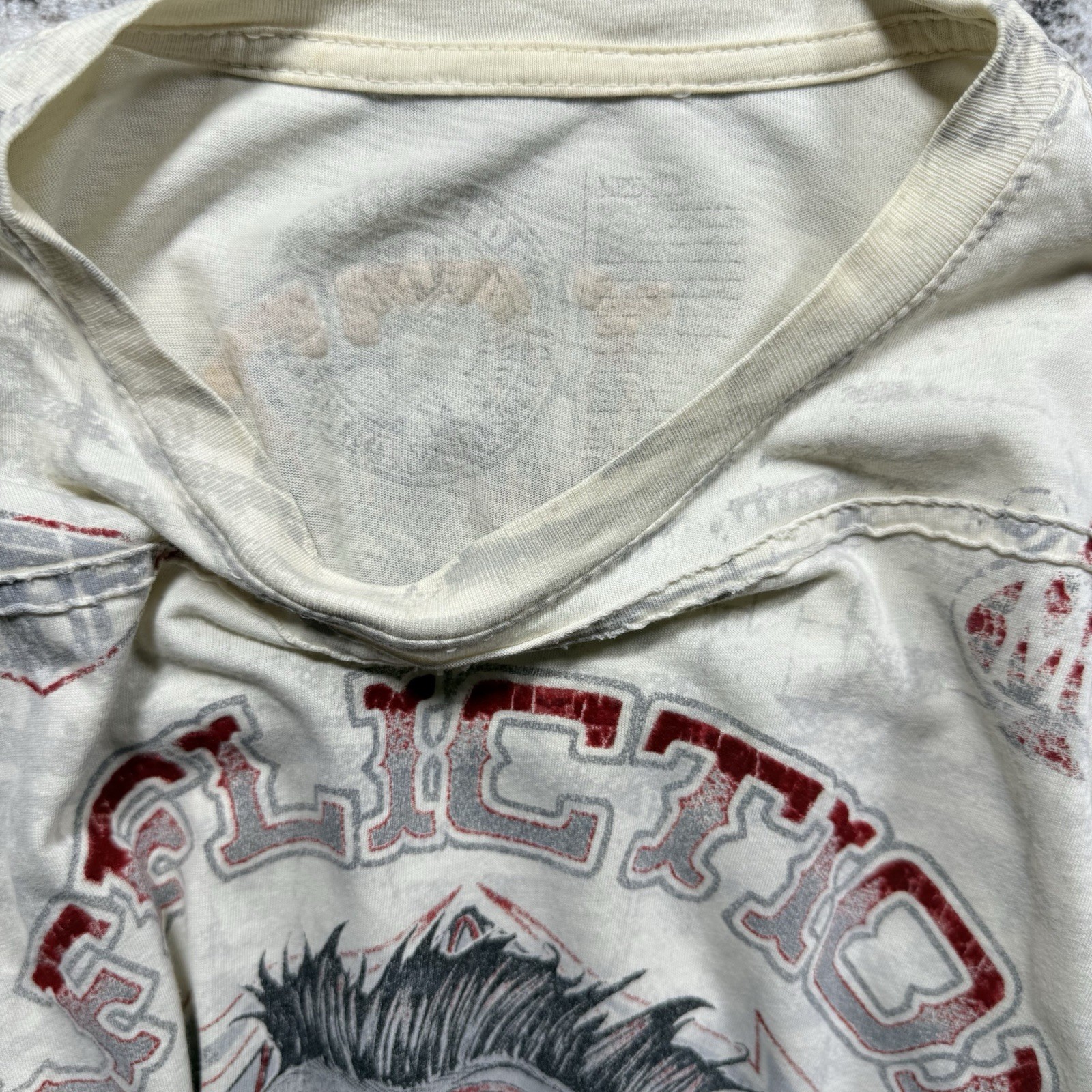 Vintage Y2K Affliction Mens M Live Fast American Custom Skull All Over Print