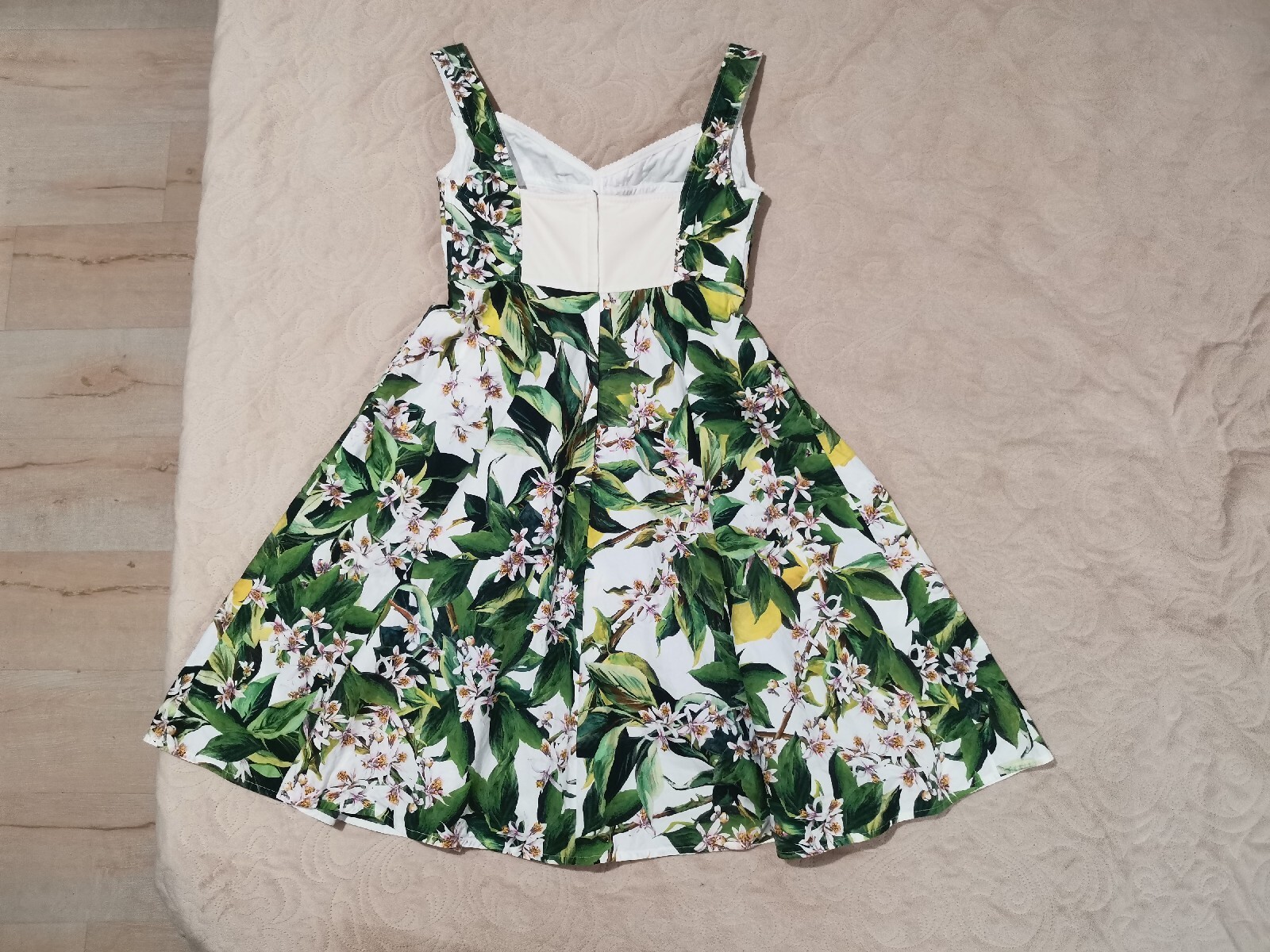 🆓US🛃 Dolce&Gabbana orange blossom floral printed bustier cotton Dress IT 42