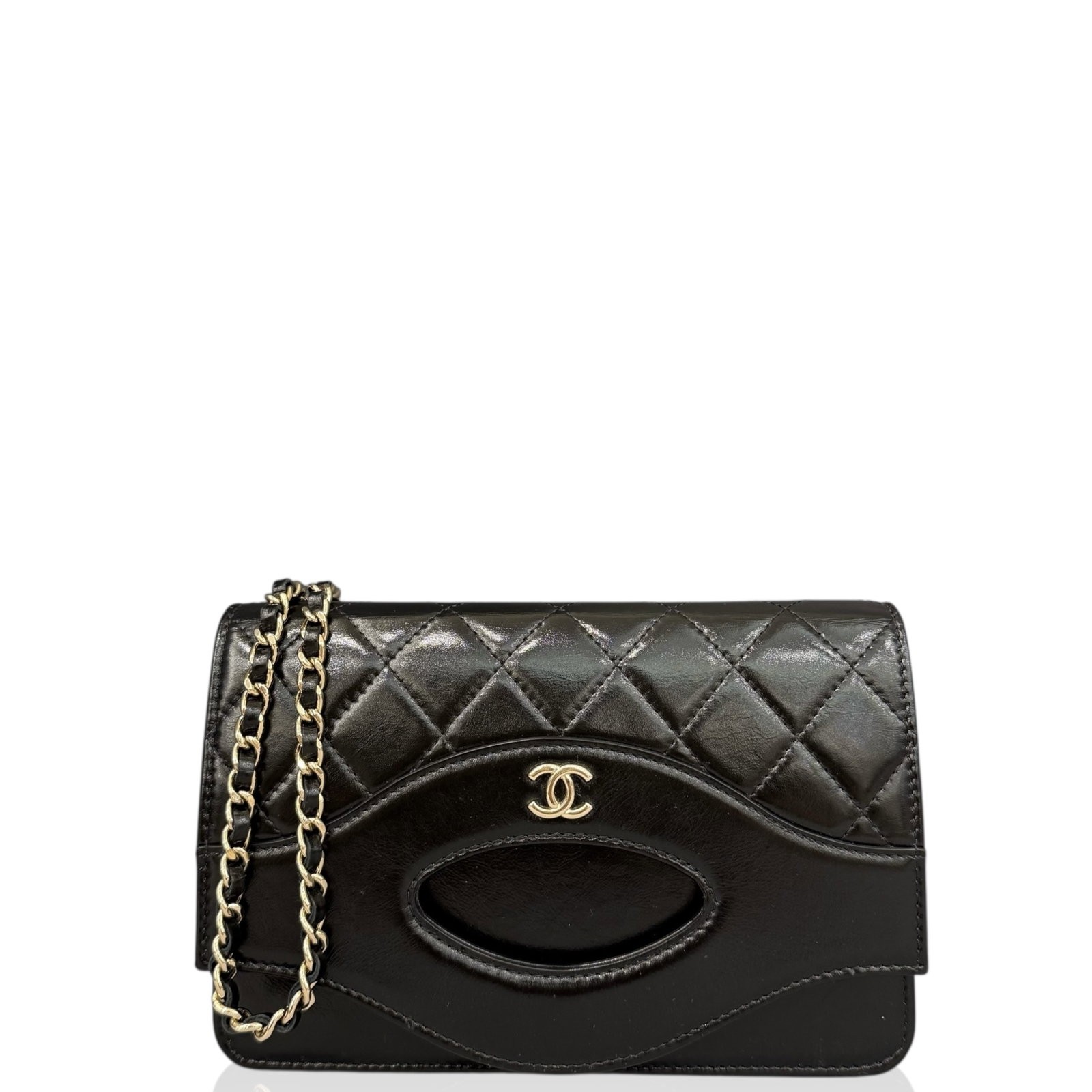 Chanel Quilted 31 Wallet On Chain Black Glazed Calfskin (rg030926a7)