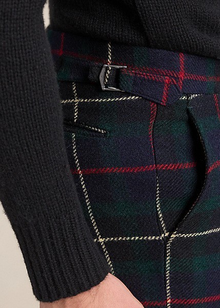 POLO Ralph Lauren Tailored Plaid Wool Suit, Velvet Collar, Size 38 R NWOT Italy