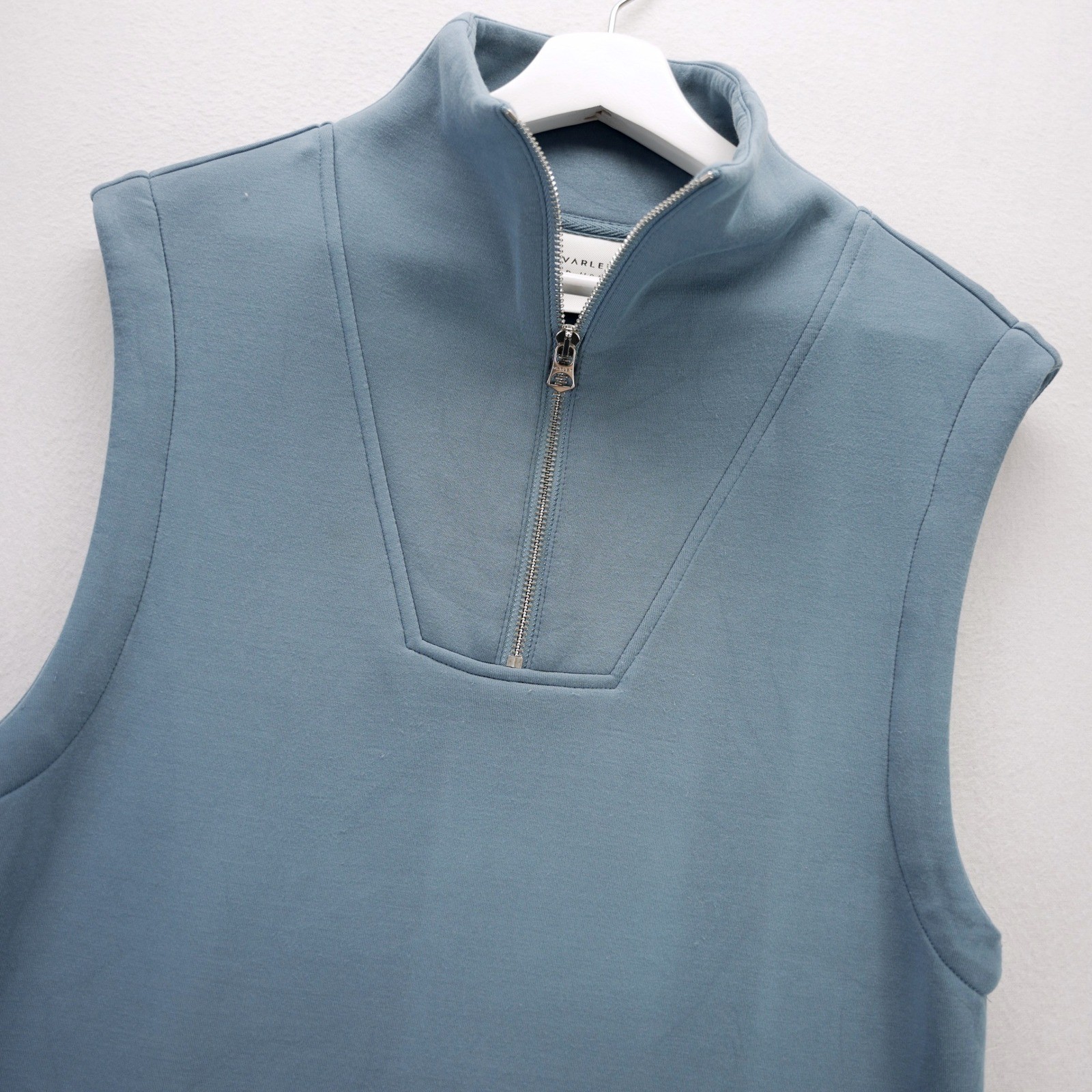 Varley Magnolia Half Zip Tank Blue DoubleSoft Sleeveless Sweatshirt Small
