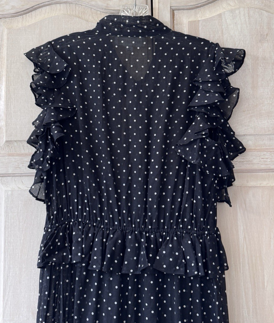 Robert Rodriguez 2-Piece Black & White Polka Dot Sheer Dress with Slip Size 6