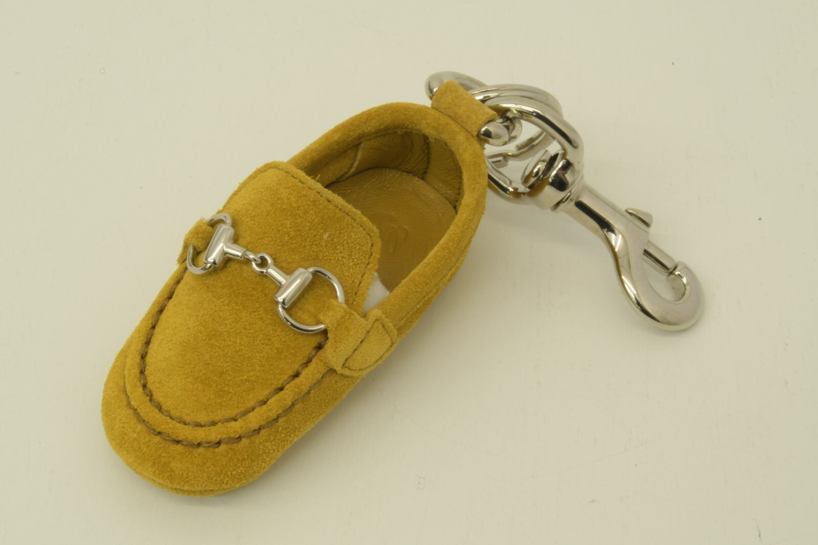 Authentic Gucci Yellow Shoe Keychain Suede SP Horsebit Buckle Bag Accessory