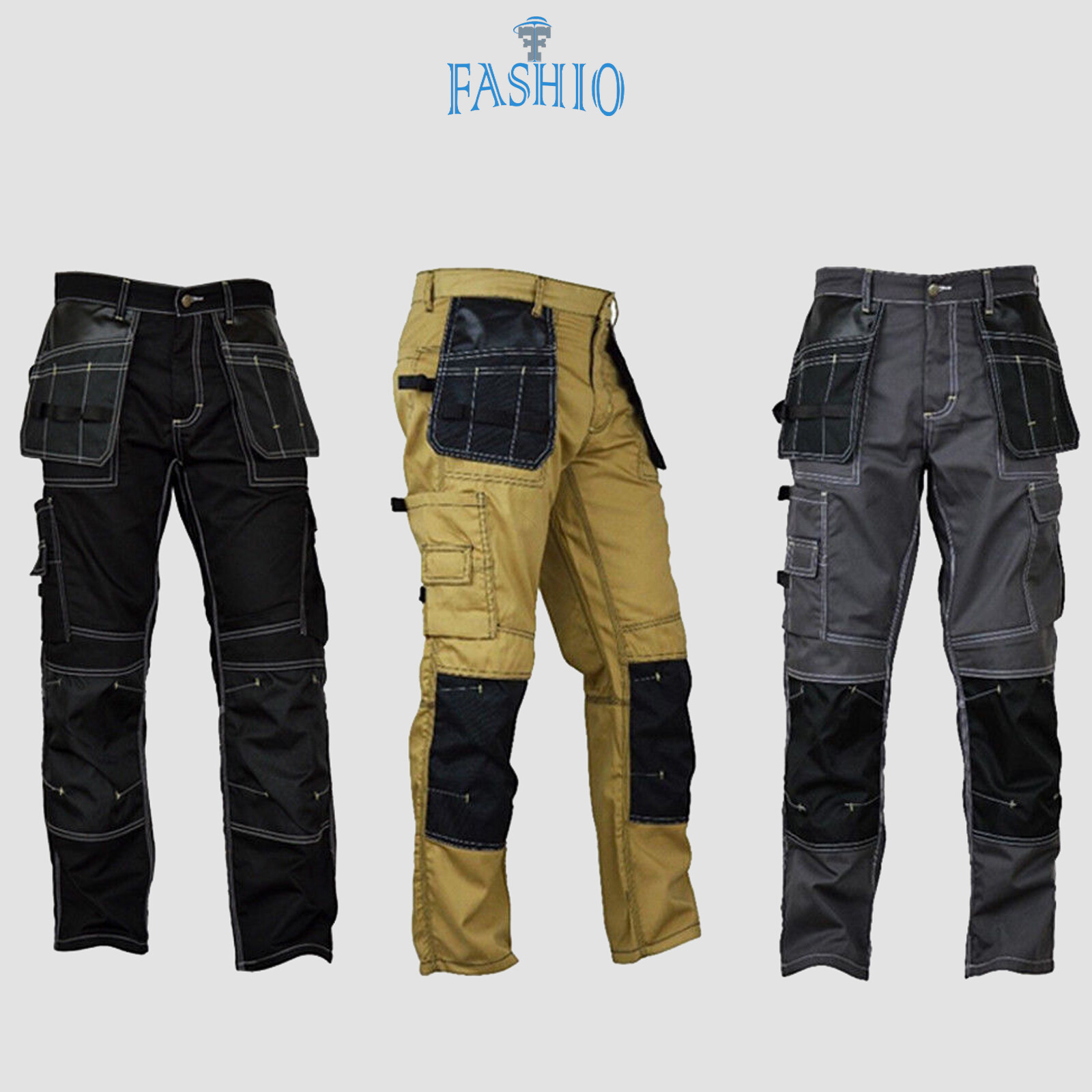 Mens Construction Cordura Knee Reinforcement Workwear Trousers Utility Work Pant