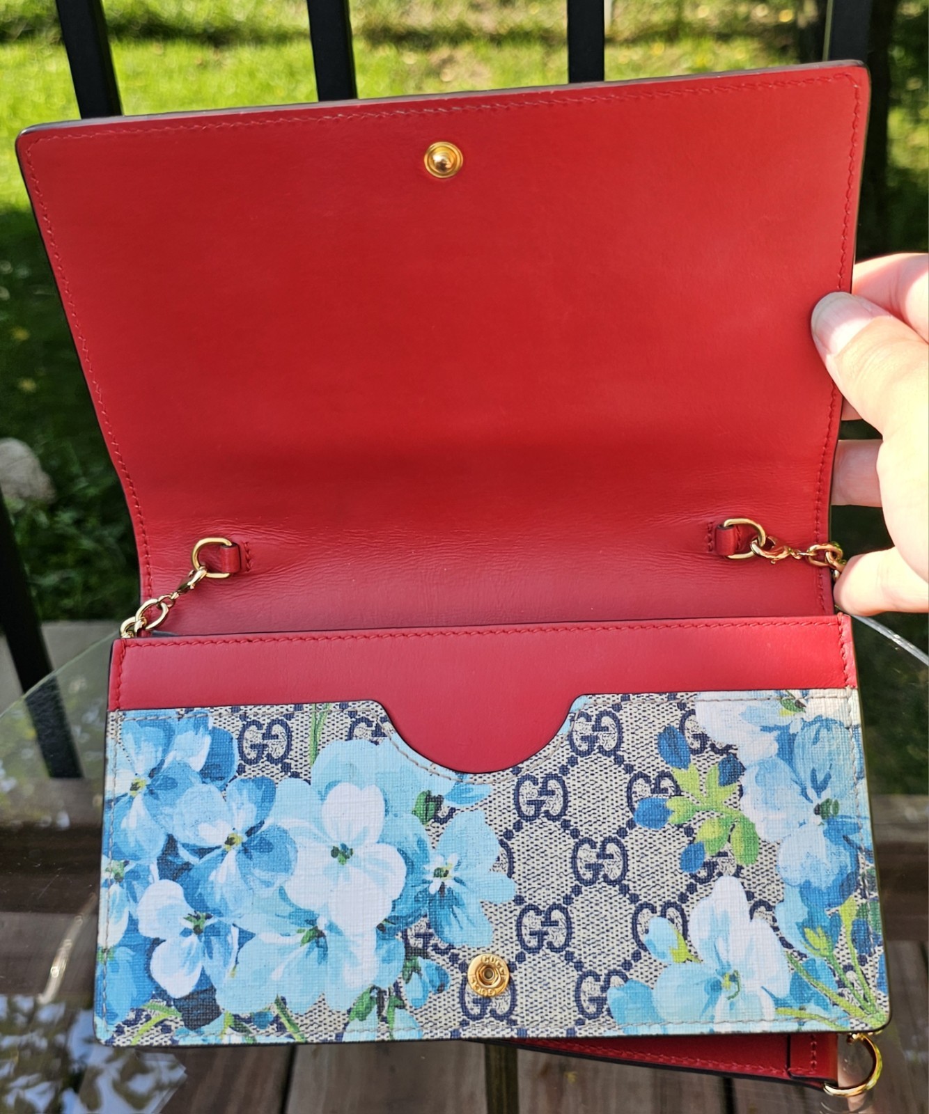 Gucci Blooms Wallet On Chain Blue