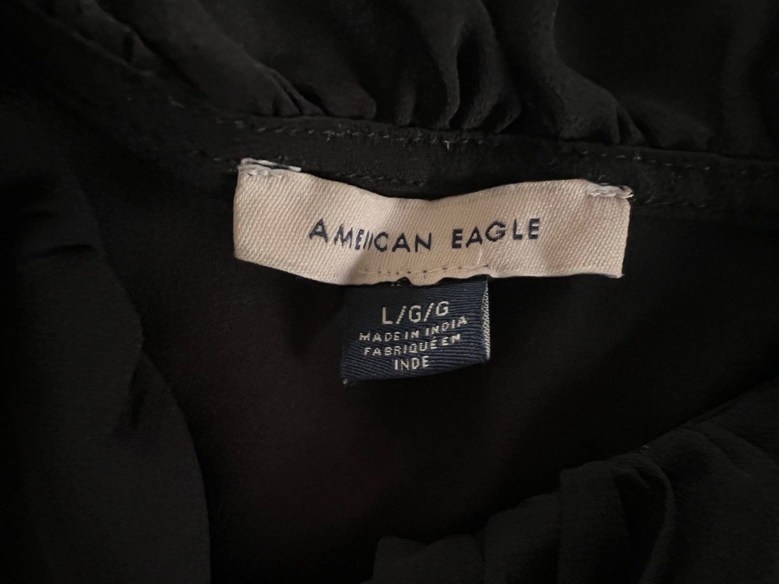 American Eagle Outfitters Black Ruffle Cami Top Adjustable Straps Women’s Size L