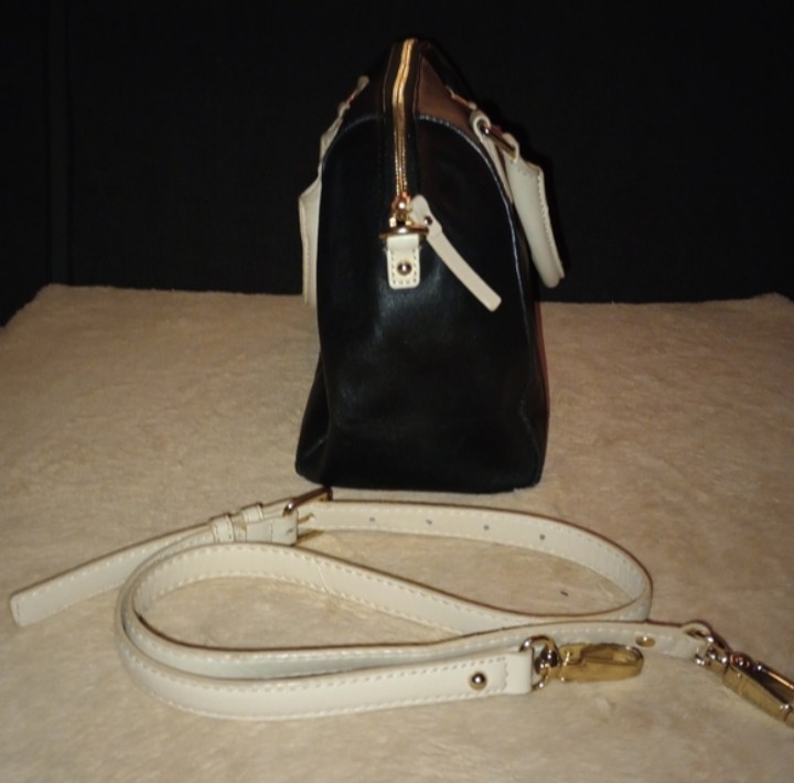 Kate Spade Catherine Street Pipa Leather Satchel Bag Black/Beige