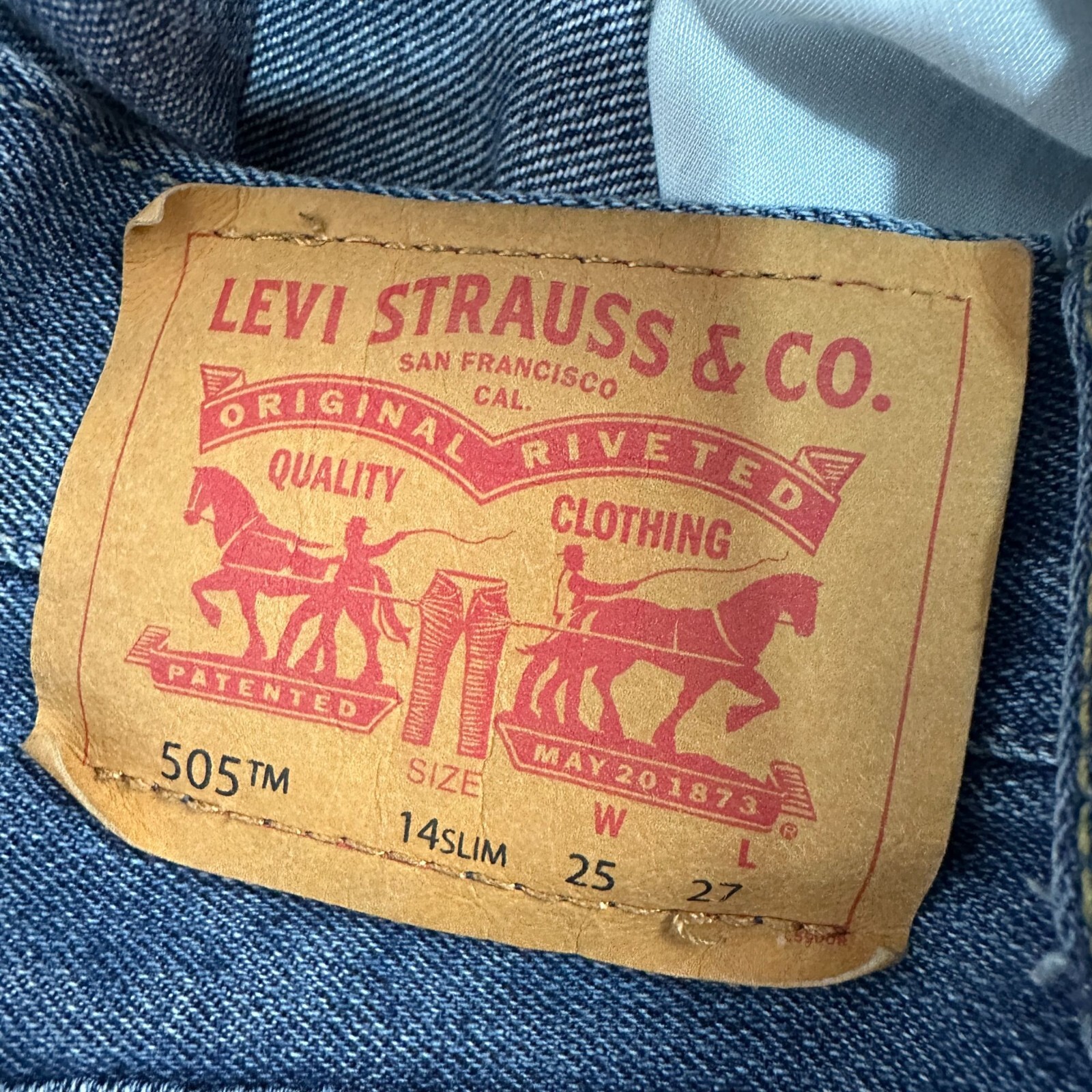 Levis 505 Regular Fit Womens Jeans 14 Slim W25 L27 Cotton Blend Denim Blue