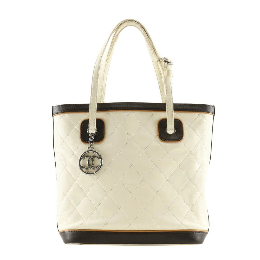 Chanel Quilted Tote Calfskin Ivory 2007 with Papers Women’s Bag #NB1614