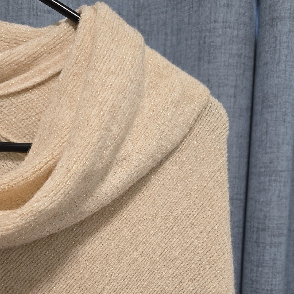 Chico’s Cream Knit Poncho with Metallic Accents