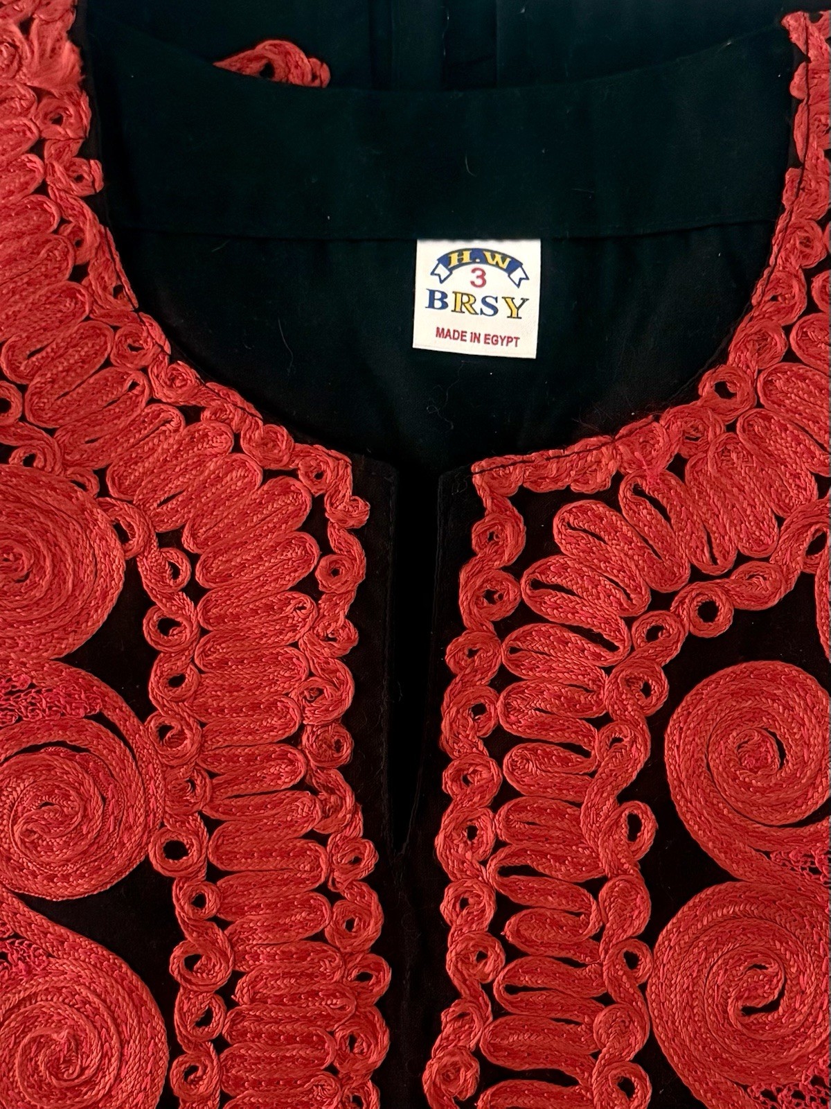 MADE IN EGYPT~BLACK/RED EMBROIDERED 100% COTTEN TUNIC TOP/BLOUSE~NEW SZ 2X