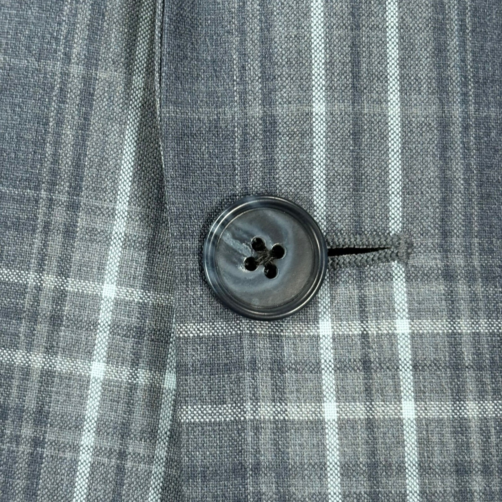 Joseph Abboud Loro Piana Super 110s Blazer Mens 40R Blue Gray Plaid Wool USA