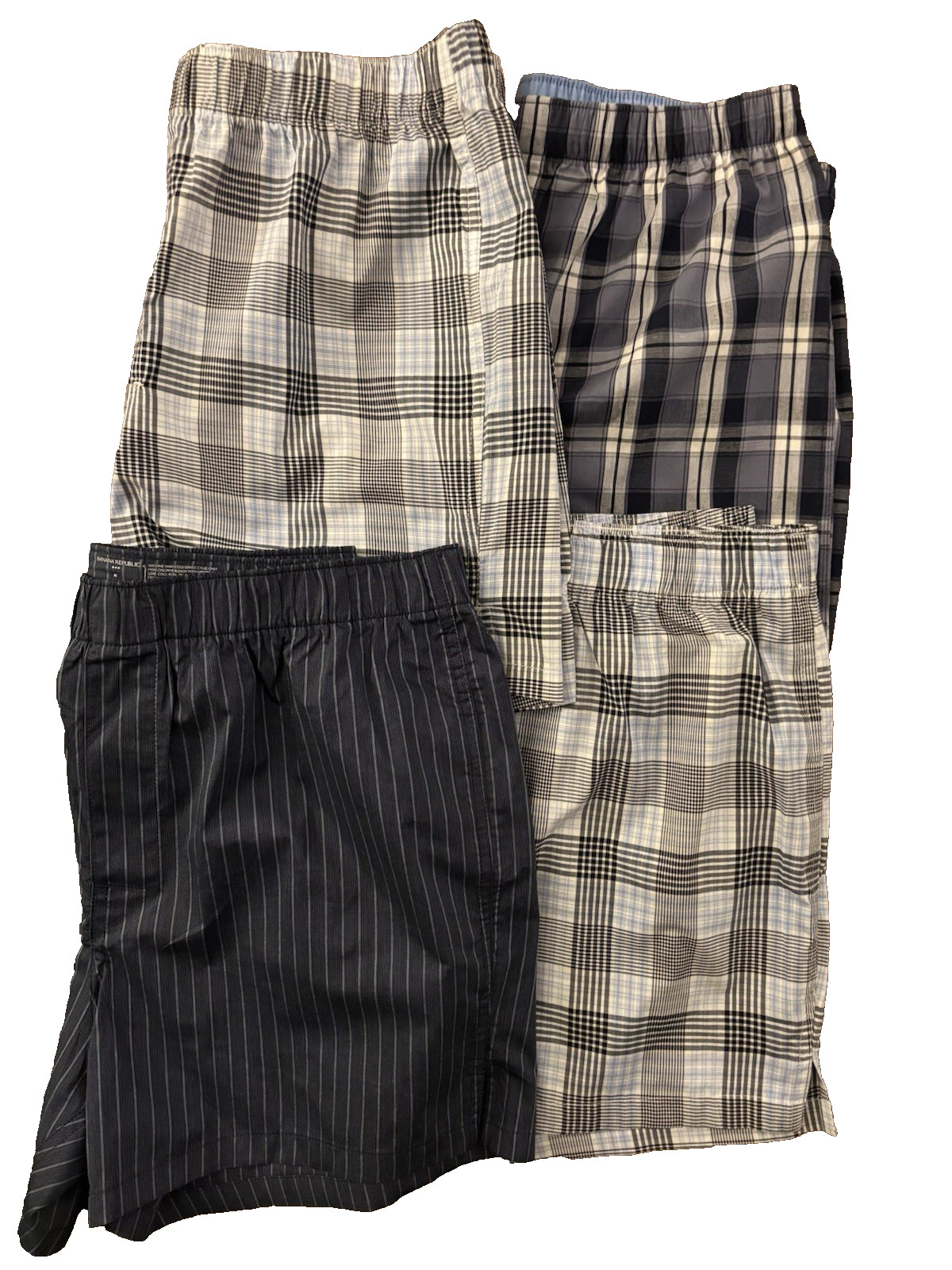 NWOT**Banana Republic Boxers* 4 Pair* M (32-34) Blue, Navy Grey** Plaid/Stripe