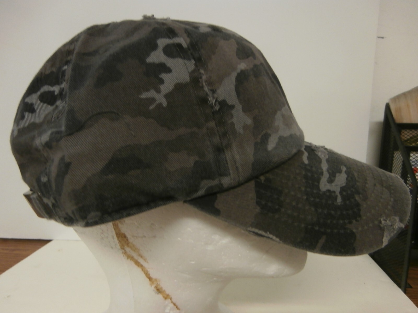 New Kbethos Vintage Style Gray Camoflauge Distressed Hat Adjustable Blank Plain