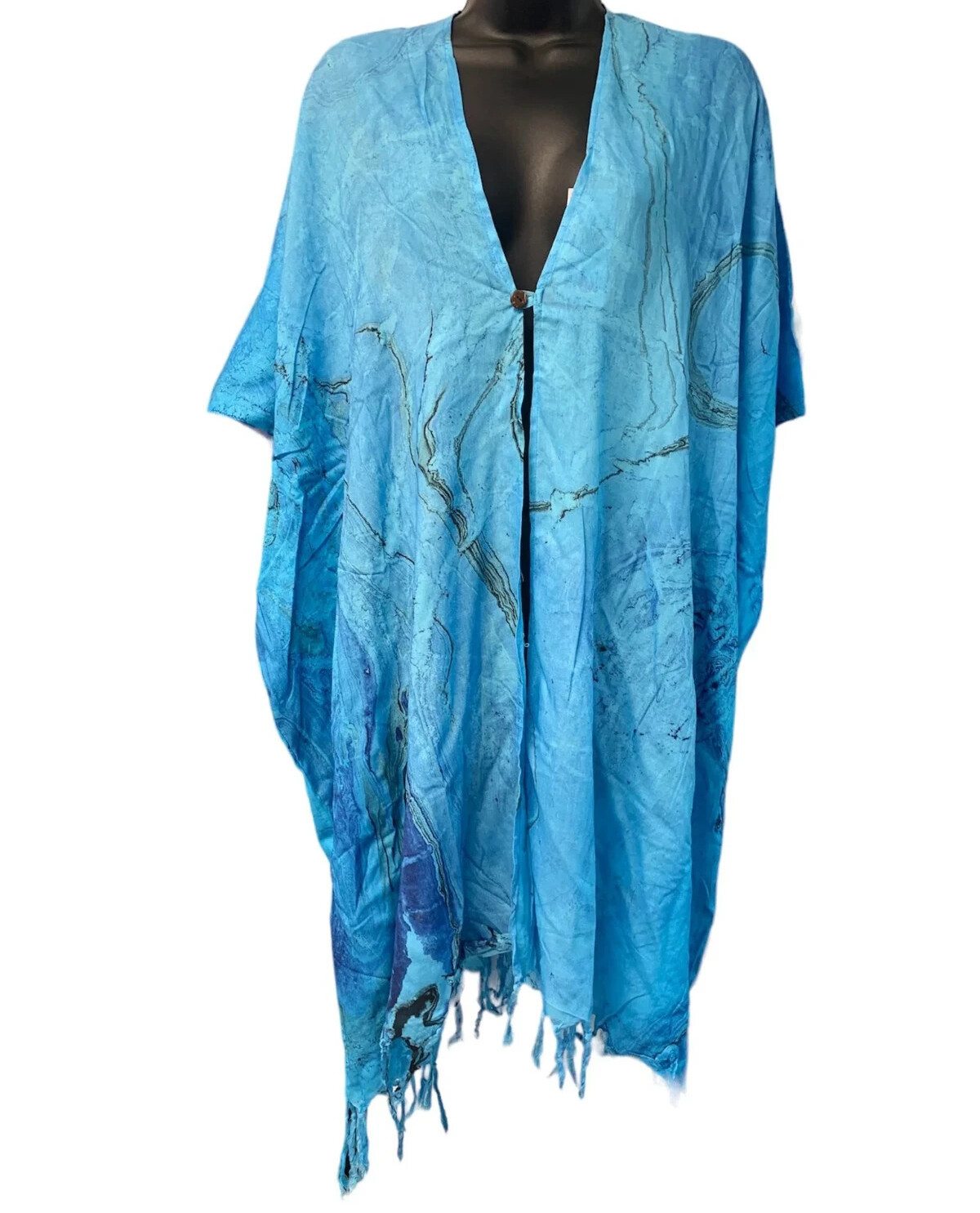 India Boutique Beach Cover-Up One Size Blue Marble Boho Hippie NWT