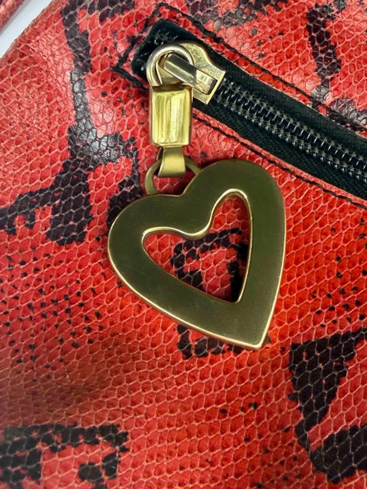 Vintage Moschino Redwall Convertible Bucket Bag Mini Backpack Snakeskin Embossed