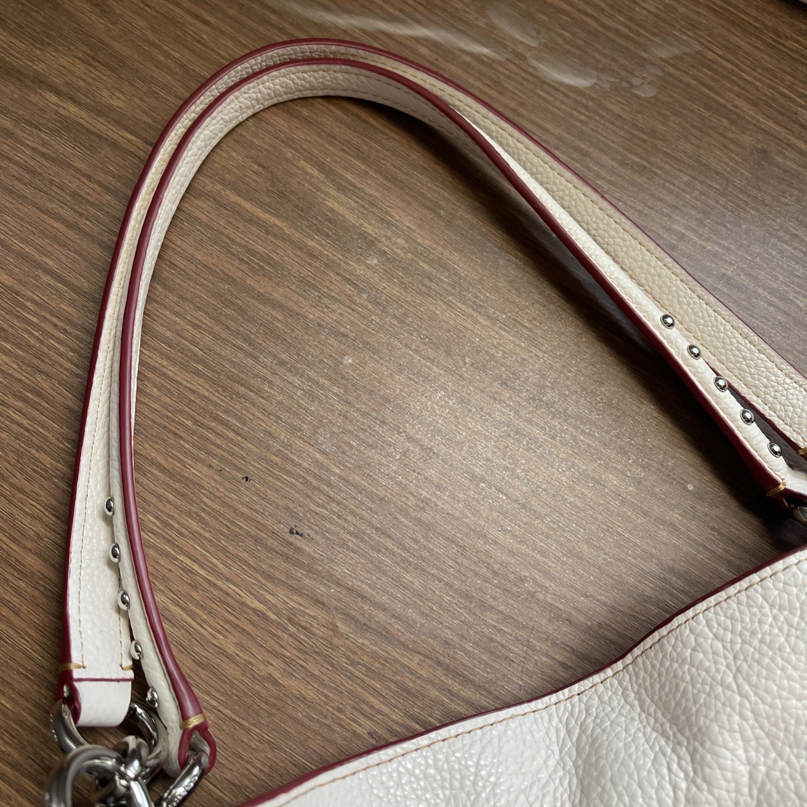 Coach Lexy Chalk White Rivet Detail Triple Compartment Shoulder Bag