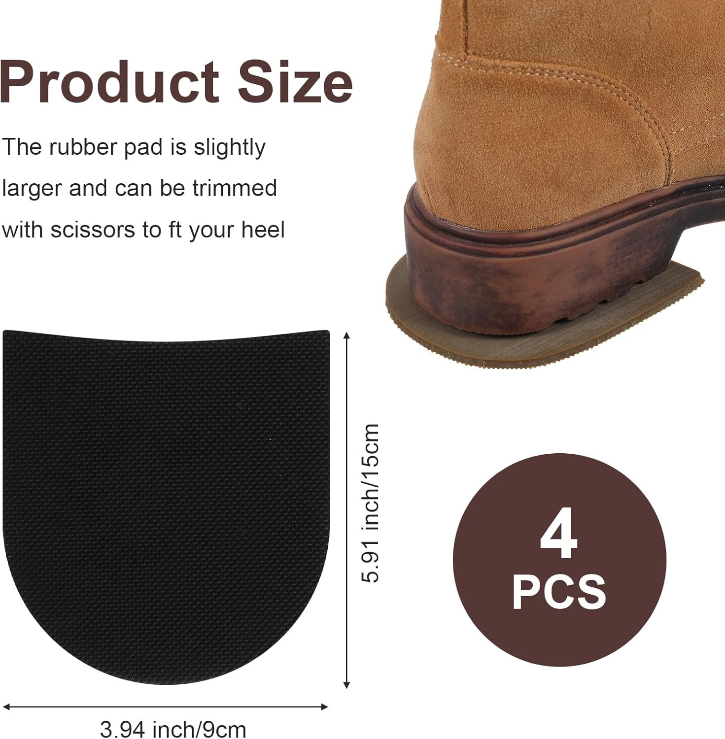 2 Pairs Shoe Repair Rubber Heels Non-Slip Replacement Pads for Boots Dress Shoes