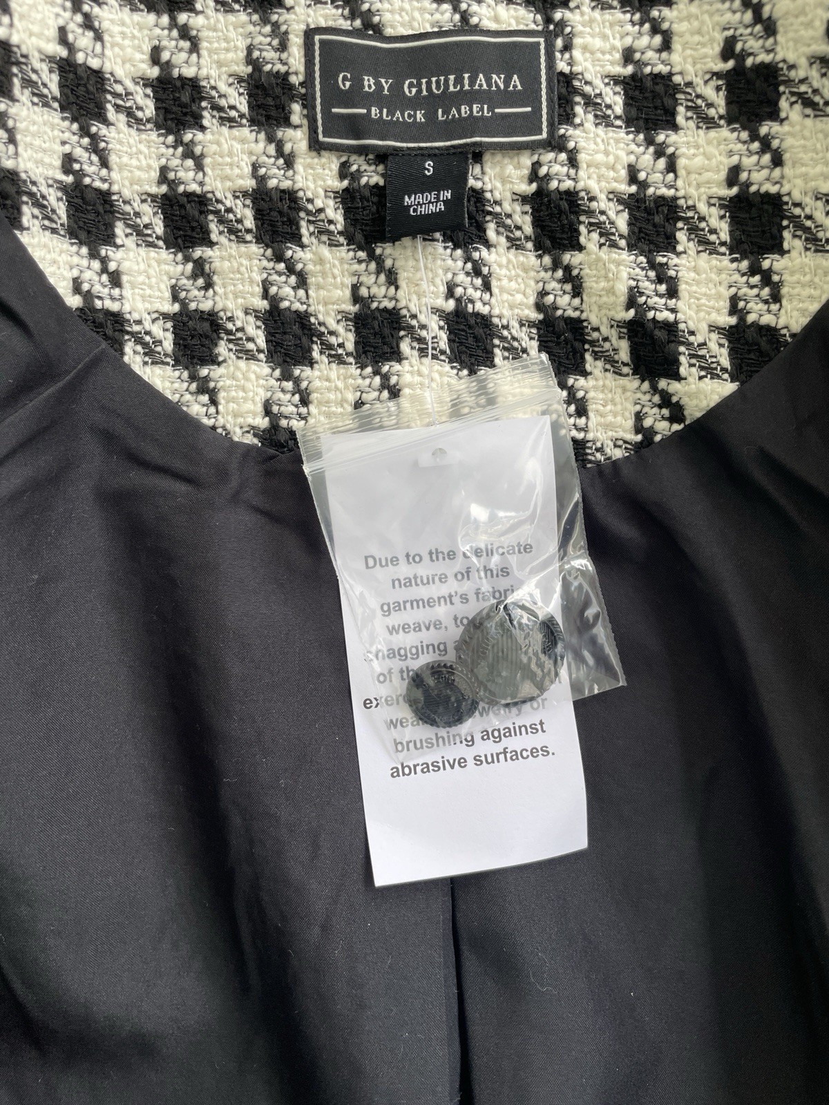 G by Giuliana Black Label Timeless Tweed Jacket Houndstooth Size Small NWT
