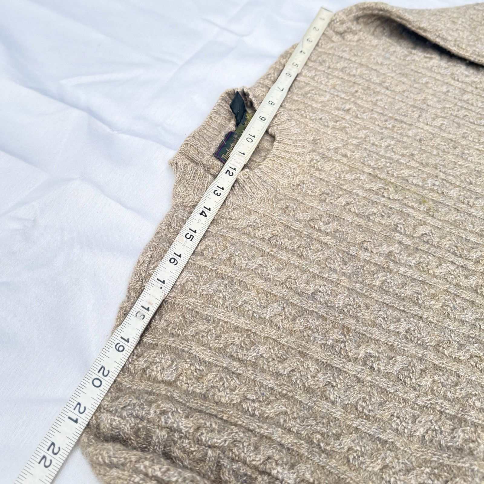Vintage Timberland Fisherman Cable Knit Sweater Mens M Beige Lambswool P2P 19