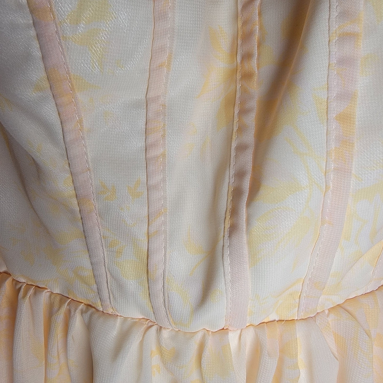 Ao Yan Butter Yellow Tiered Ruffled Maxi Formal Dress Prom Gown NWT Size S