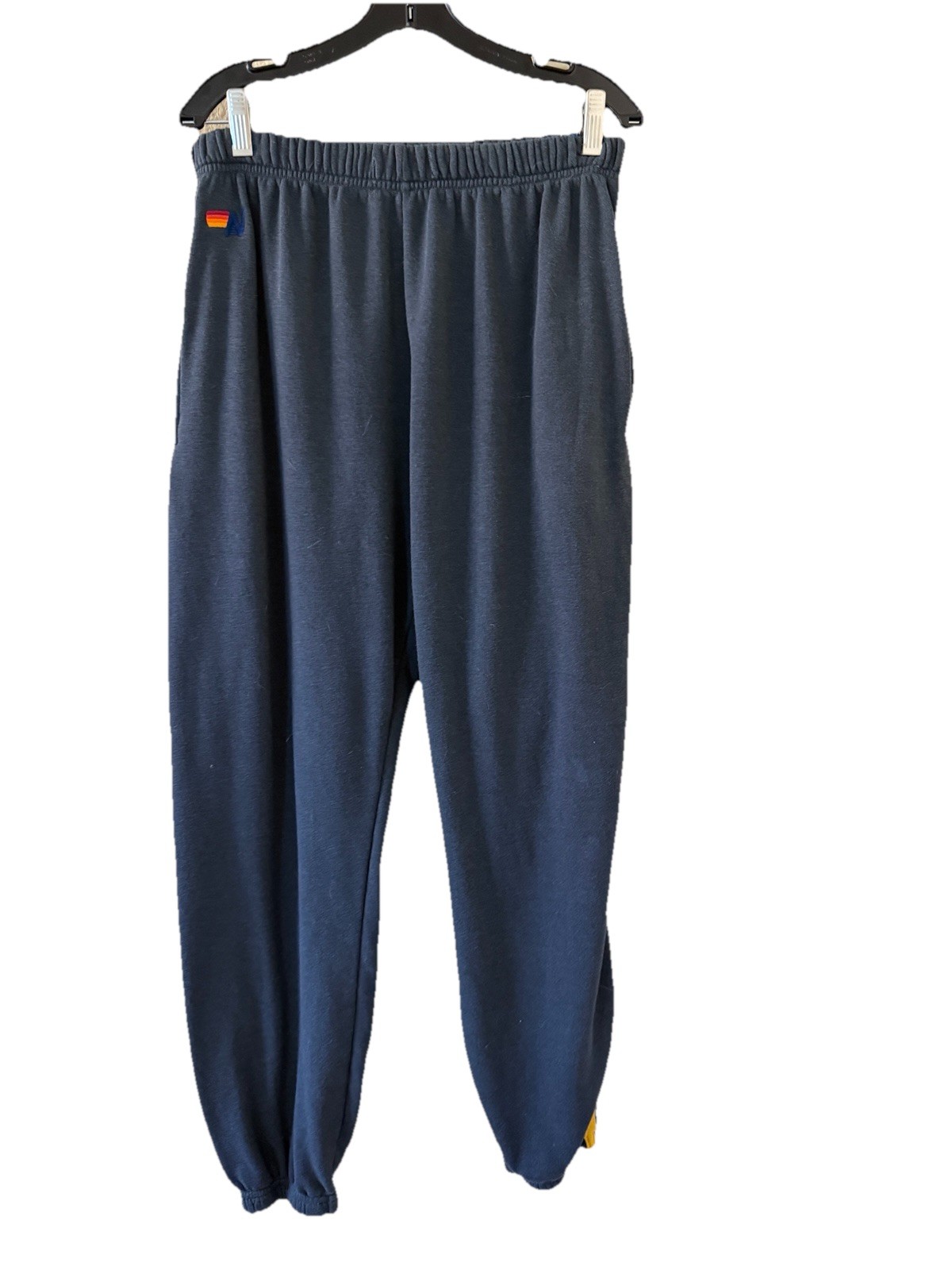 Aviator Nation Womens 5 Stripe Sweatpants Blue Size Small Comfort Rainbow