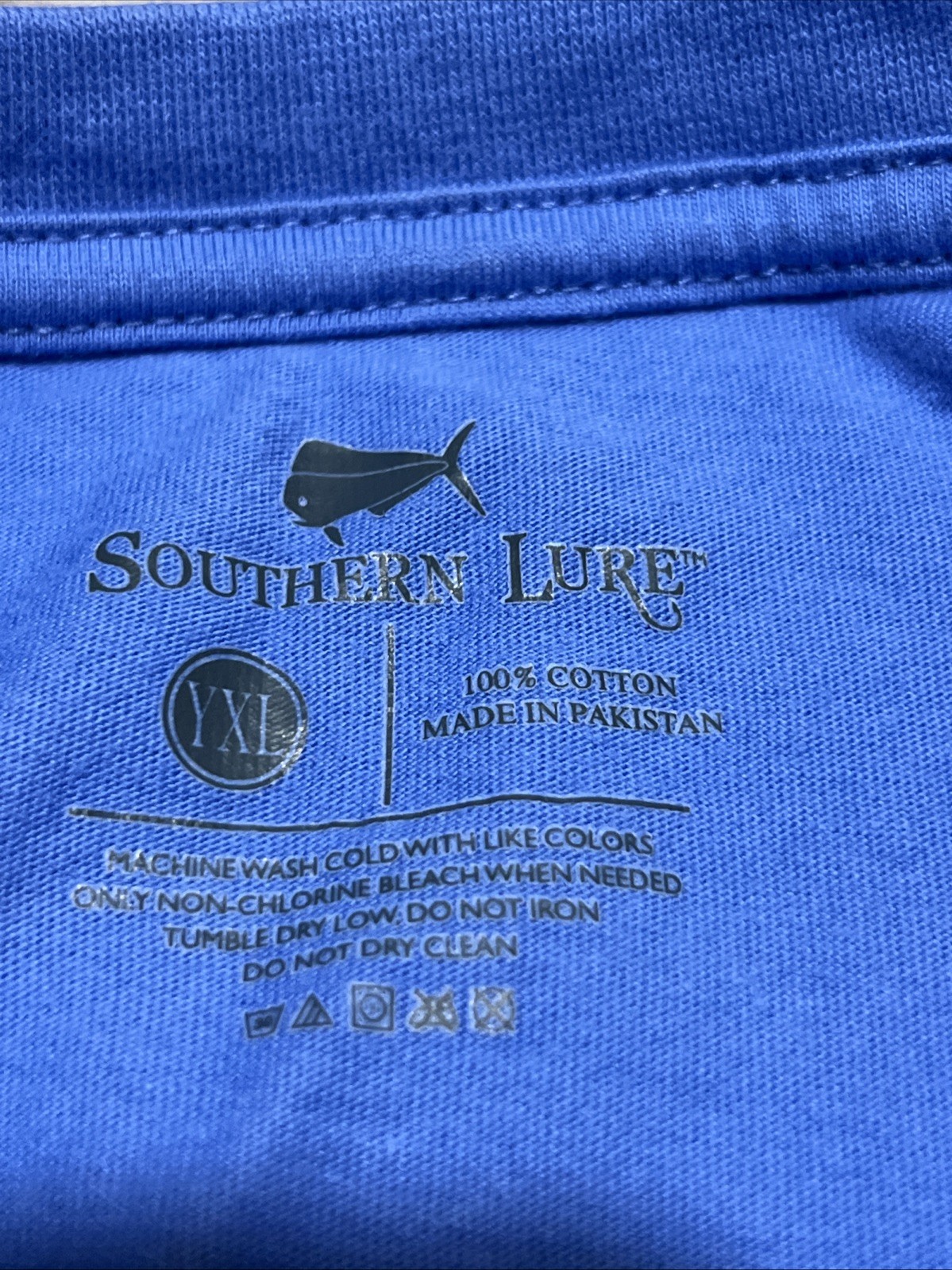 Southern Lure Shirt Youth XL Blue Graphic Cotton Short Sleeve Fishing EUC Soft