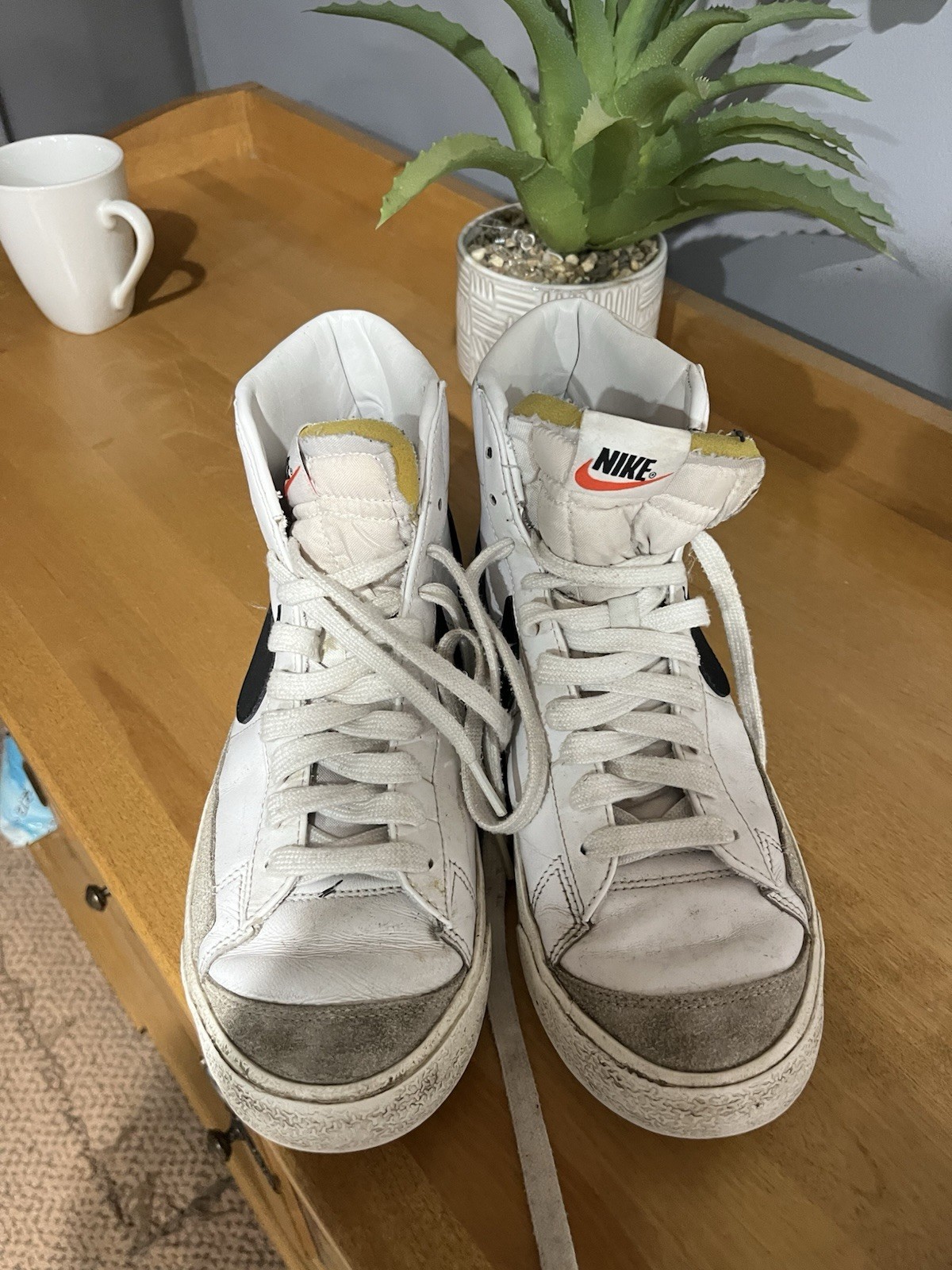 Nike Blazer Mid High Top White Black Leather Men’s Basketball Sneakers Sports