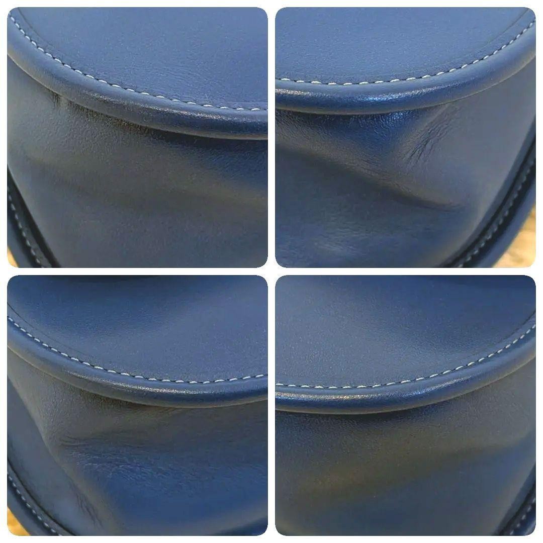 Coach Blue Studded Leather Shoulder Bag 8.3×7.9×3.1in Used