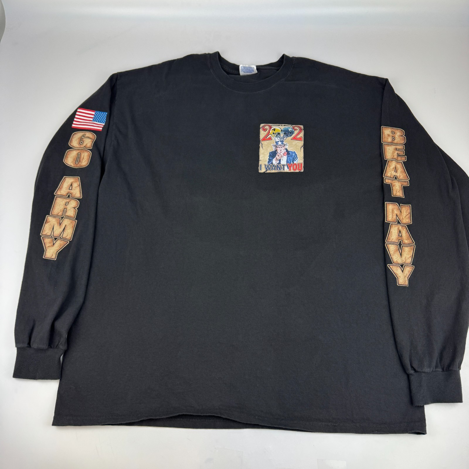 Vintage 2002 I Want You To Beat Navy Army vs Navy Football Long Sleeve Size 2XL