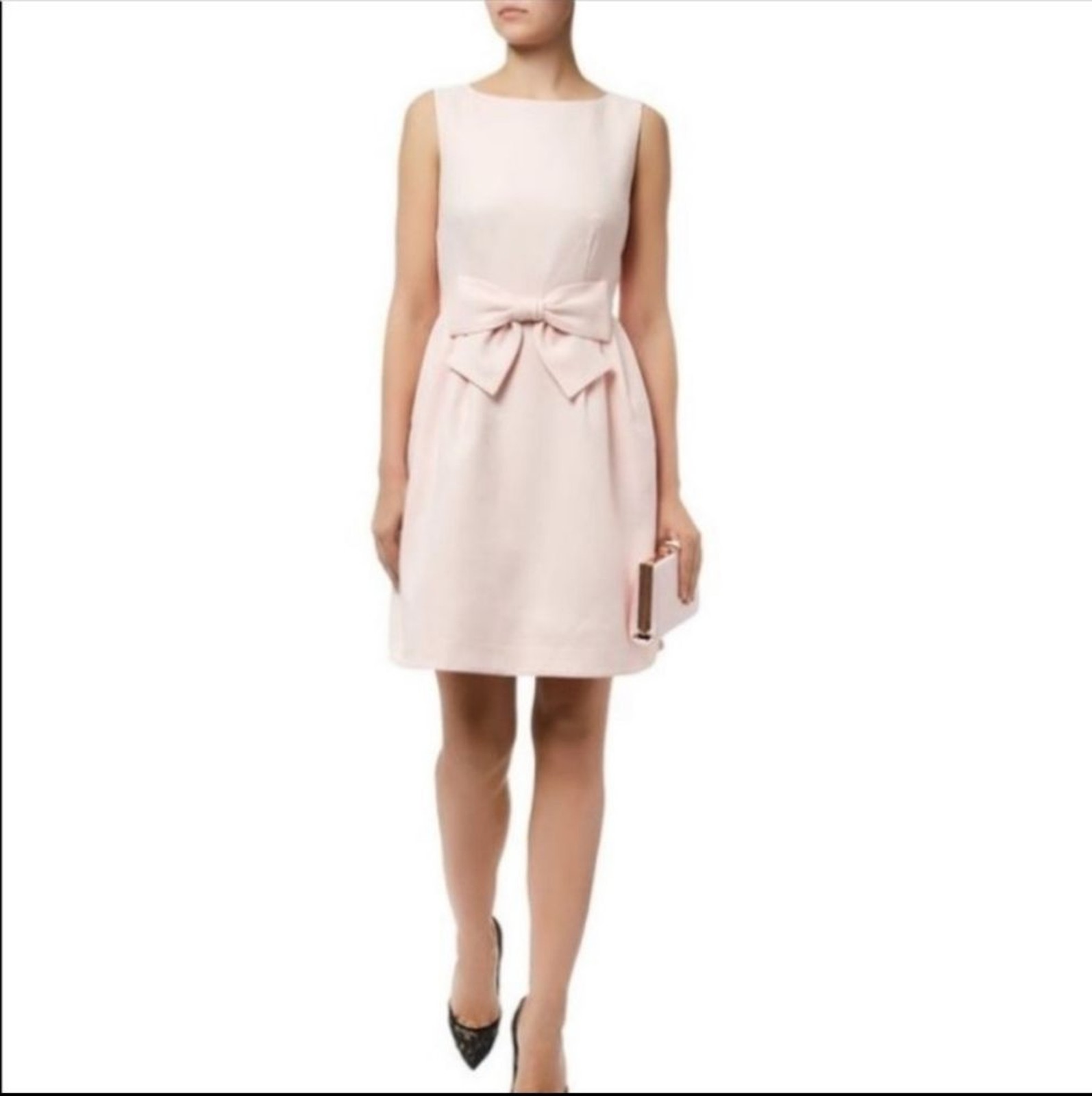 Maison Jules Size Medium Powder Pink Bow Waist Crepe Sheath Mini Dress Feminine